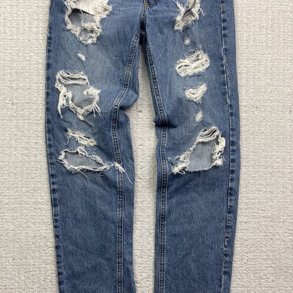 Y2K Garage Ex-Boyfriend Jeans Wom 24 Light Wash Hi Rise Denim Distressed Skater - Picture 3 of 9